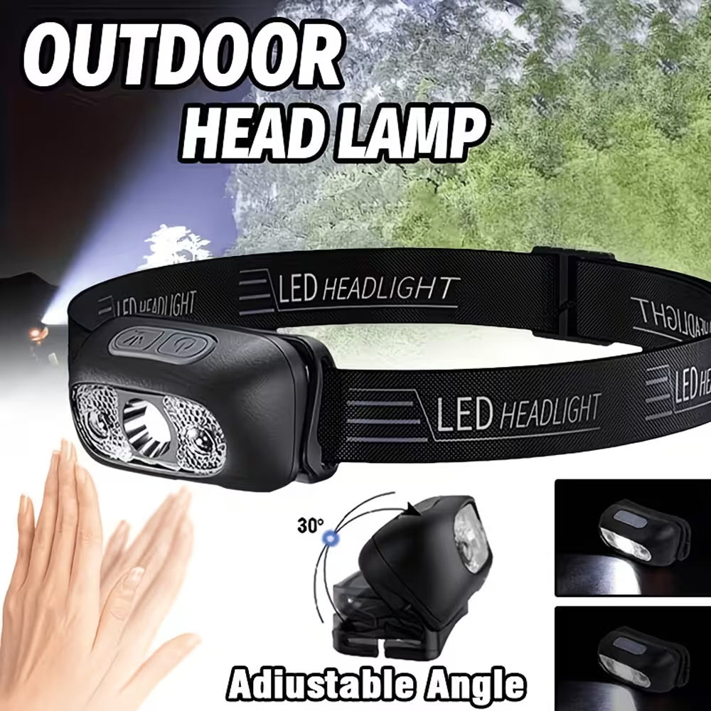 Outdoor Power Head - 強力なセンサー付き調整可能LEDヘッド懐中電灯USB充電式COBヘッドランプミニキャンプ釣りアウトドア緊急用ヘッドランプ