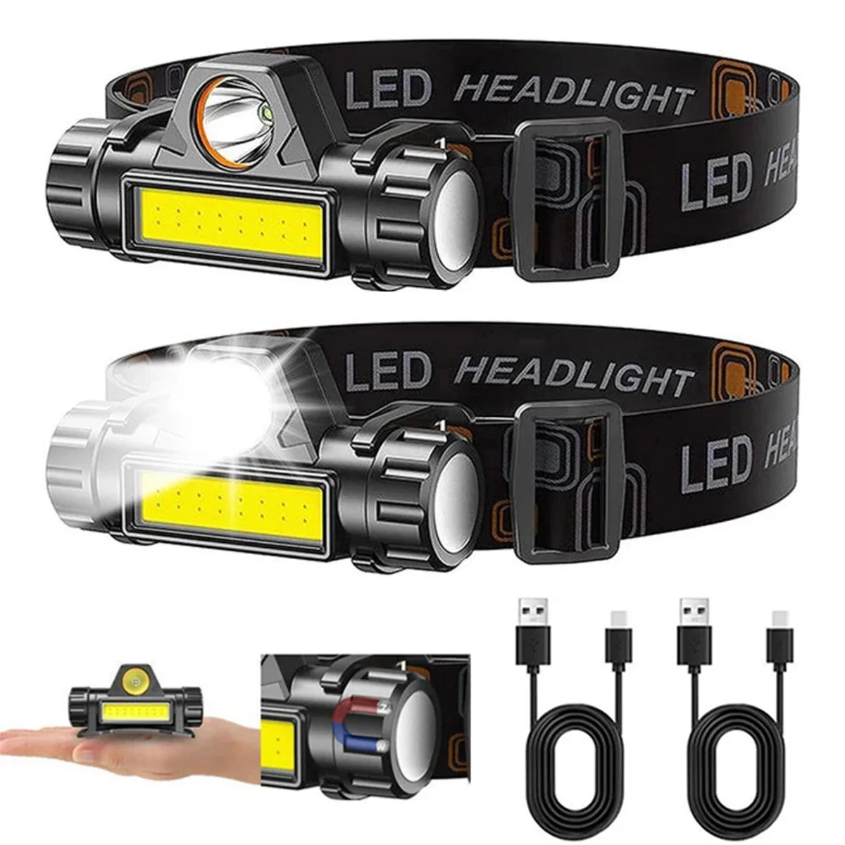 Outdoor Power Head - 1-3 個充電式 COB LED ヘッドランプ強力な磁気強力なヘッドライト超高輝度防水ヘッドトーチ屋外釣り用