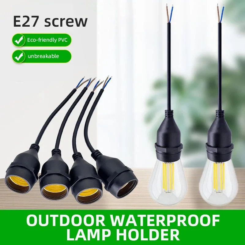 Outdoor Power Rack - ユニバーサルE27ランプヘッド電源コード防水IP67屋外ランプホルダー（ワイヤー付き）E27ネジ式ペンダントランプベースヘッドケーブル