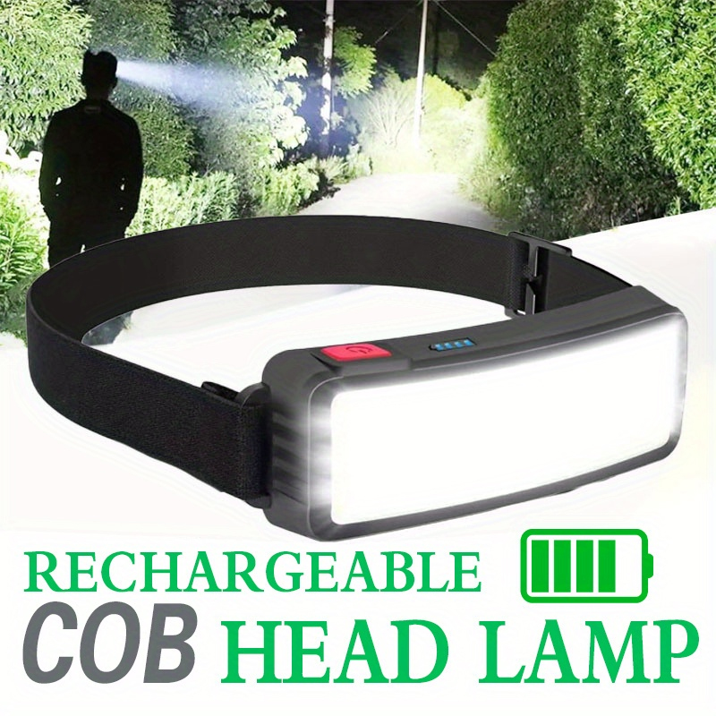 Outdoor Power Head - 強力な COB LED ヘッドランプ Type-c 充電式ヘッド懐中電灯内蔵バッテリー屋外釣りキャンプランタン防水トーチ