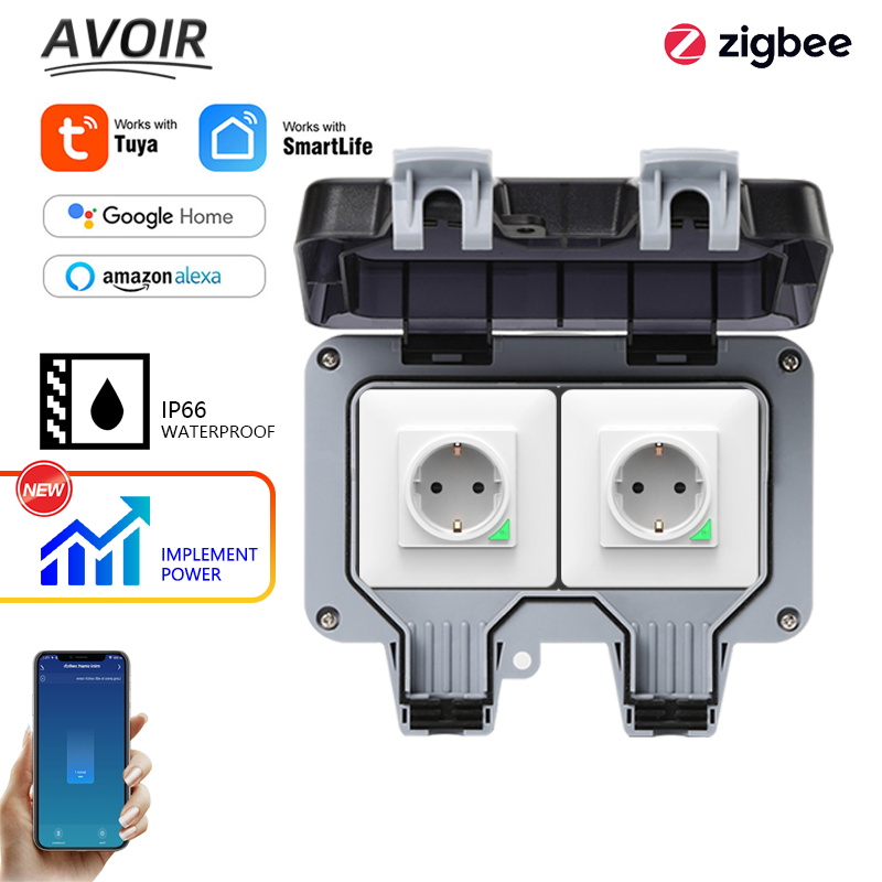 Outdoor Power Hub - Avoir Tuya Zigbee 電気ソケット IP66 防水屋外