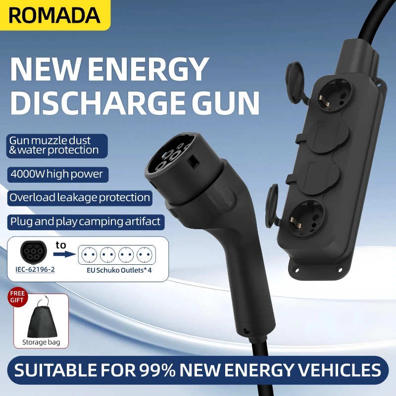 Outdoor Power Plug - ポータブル16A 4KW V2Lケーブル 電気自動車サイドディスチャージプラグ EV充電器 IEC62196-2