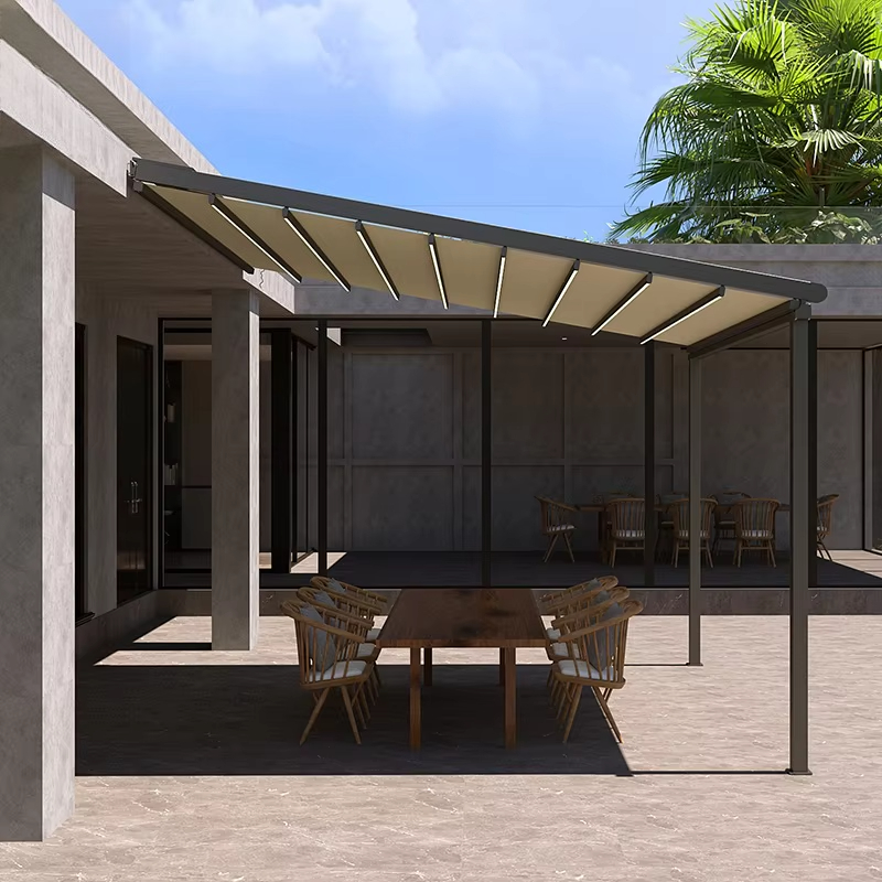 Outdoor Power For Gazebo - 工場直販 2026 アルミ製屋外ガーデンパーゴラ 伸縮式折りたたみ屋根システム 電動 防水