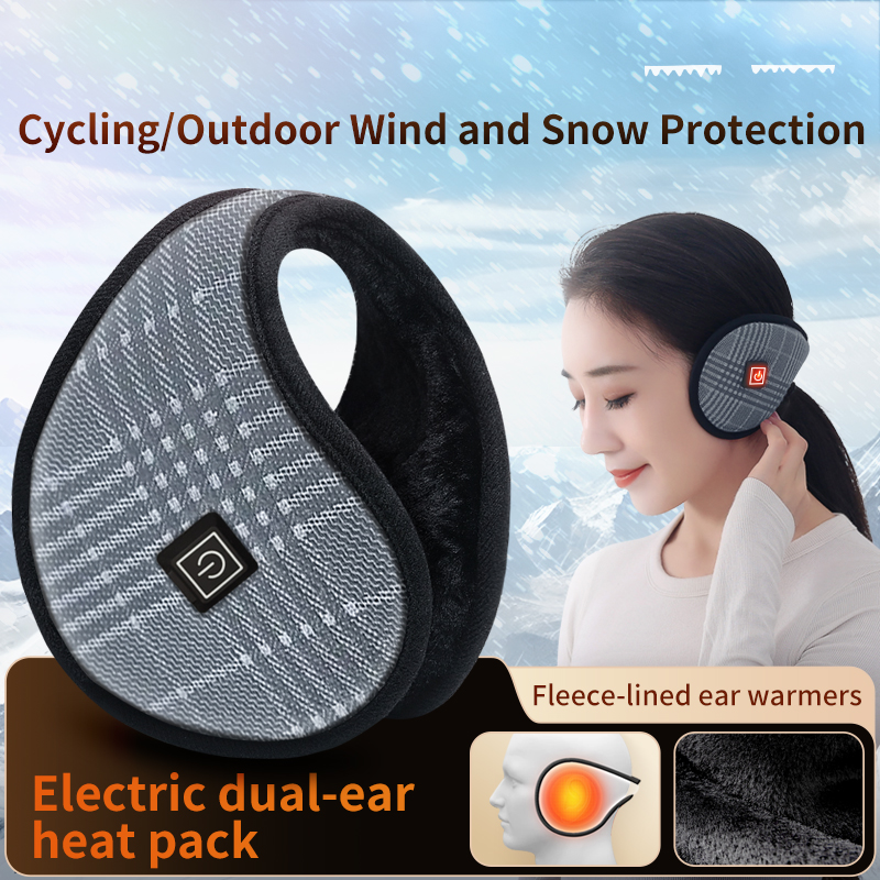 Outdoor Power Head - 加熱式イヤーマフ 防風設計で耳を暖かく保ちます 凍傷を防ぎます ポータブルで着用可能 屋外サイクリングに最適 高齢者にも適しています