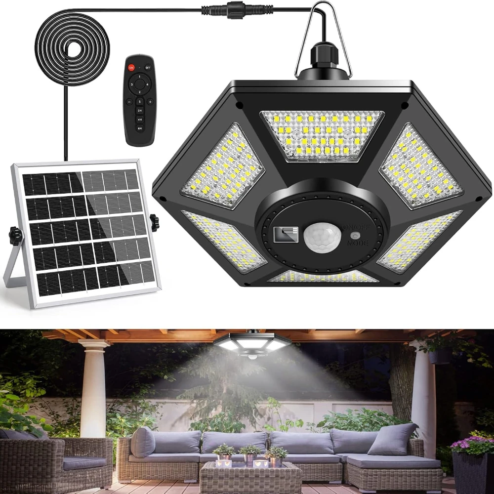 太陽光発電式180個LED搭載のペンダントライト。モーション - Outdoor Power For Gazebo のレビューと価格