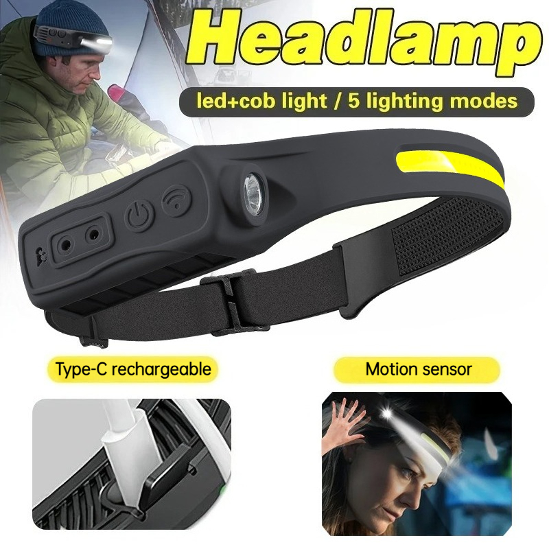 強力な COB LED センサーヘッドランプ充電式ヘッド懐中 - Outdoor Power Head のレビューと価格