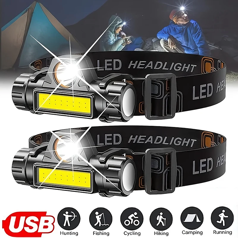 充電式 COB LED USB ヘッドランプ強力な磁気強力な - Outdoor Power Head のレビューと価格