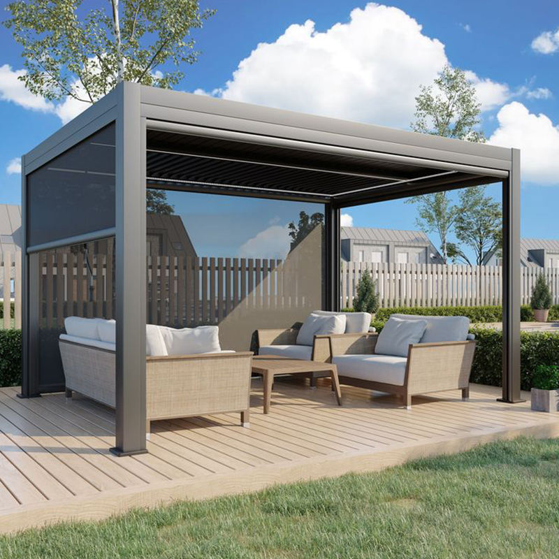 電動式アルミパーゴラ、防水ルーバー屋根付き屋外ガゼボ、パティ - Outdoor Power For Gazebo のレビューと価格