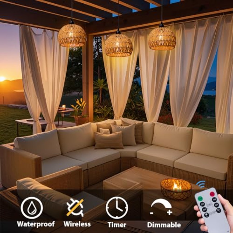 電池式吊り下げ式屋外シャンデリア、電池式ペンダントライト、ガ - Outdoor Power For Gazebo のレビューと価格