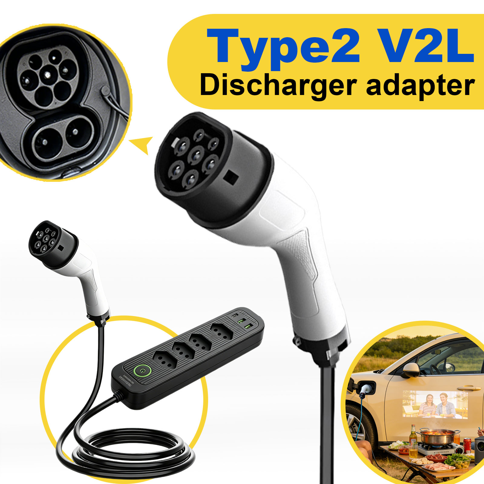 タイプ2 V2L放電アダプター 16A ブラジルソケット E - Outdoor Power Rack のレビューと価格