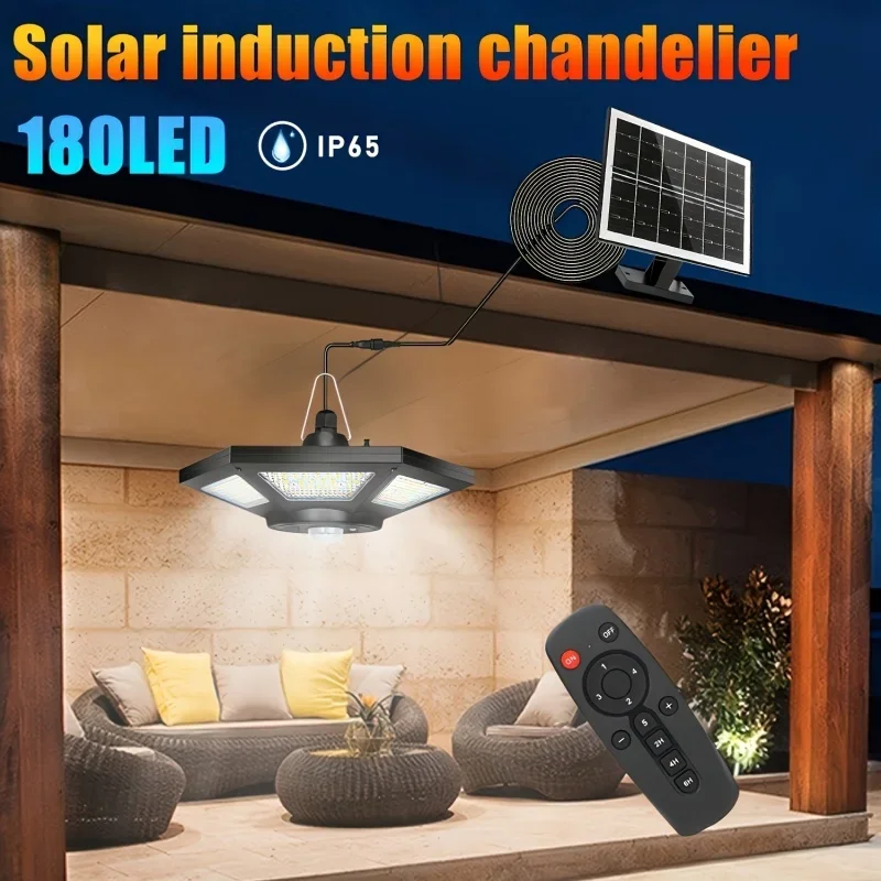 180個のLEDを搭載したソーラーペンダントライト。モーショ - Outdoor Power For Gazebo のレビューと価格