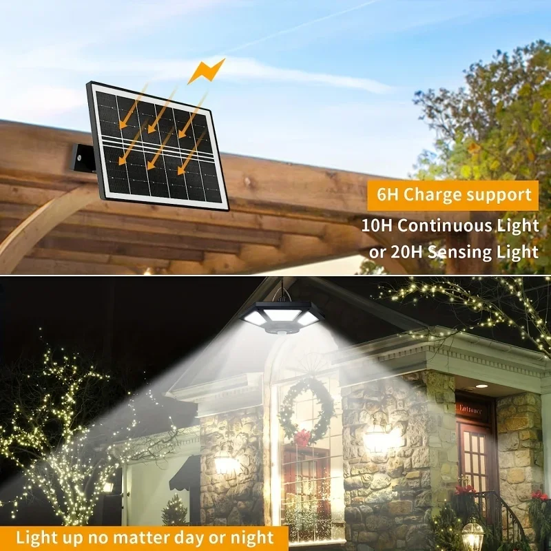 180個のLEDを搭載したソーラーペンダントライト。モーショ - Outdoor Power For Gazebo のレビューと価格