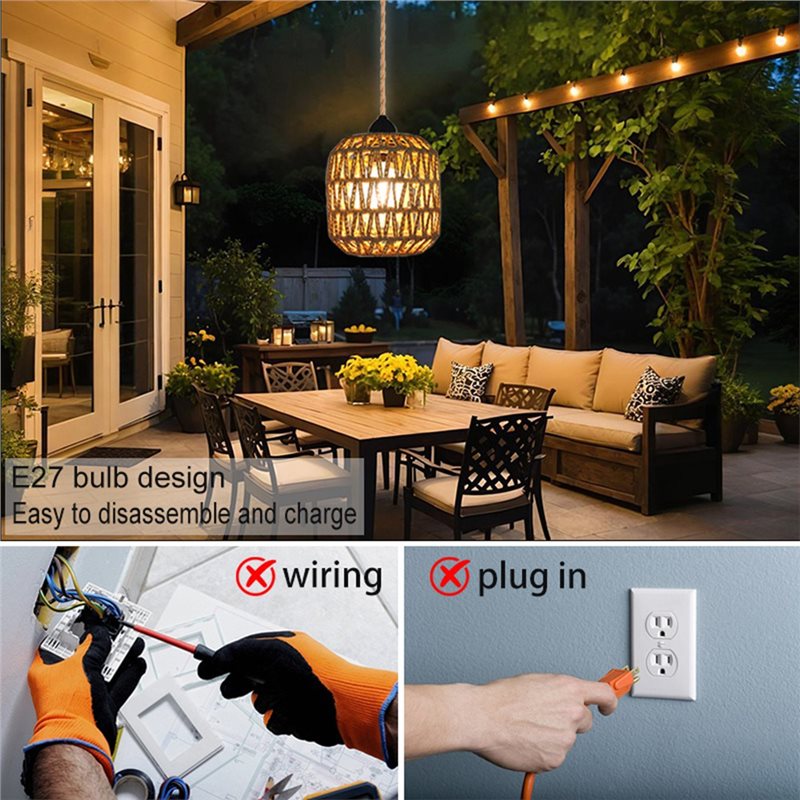 TFORU-電池式屋外シャンデリア、ガゼボ用籐製ペンダントラ - Outdoor Power For Gazebo のレビューと価格