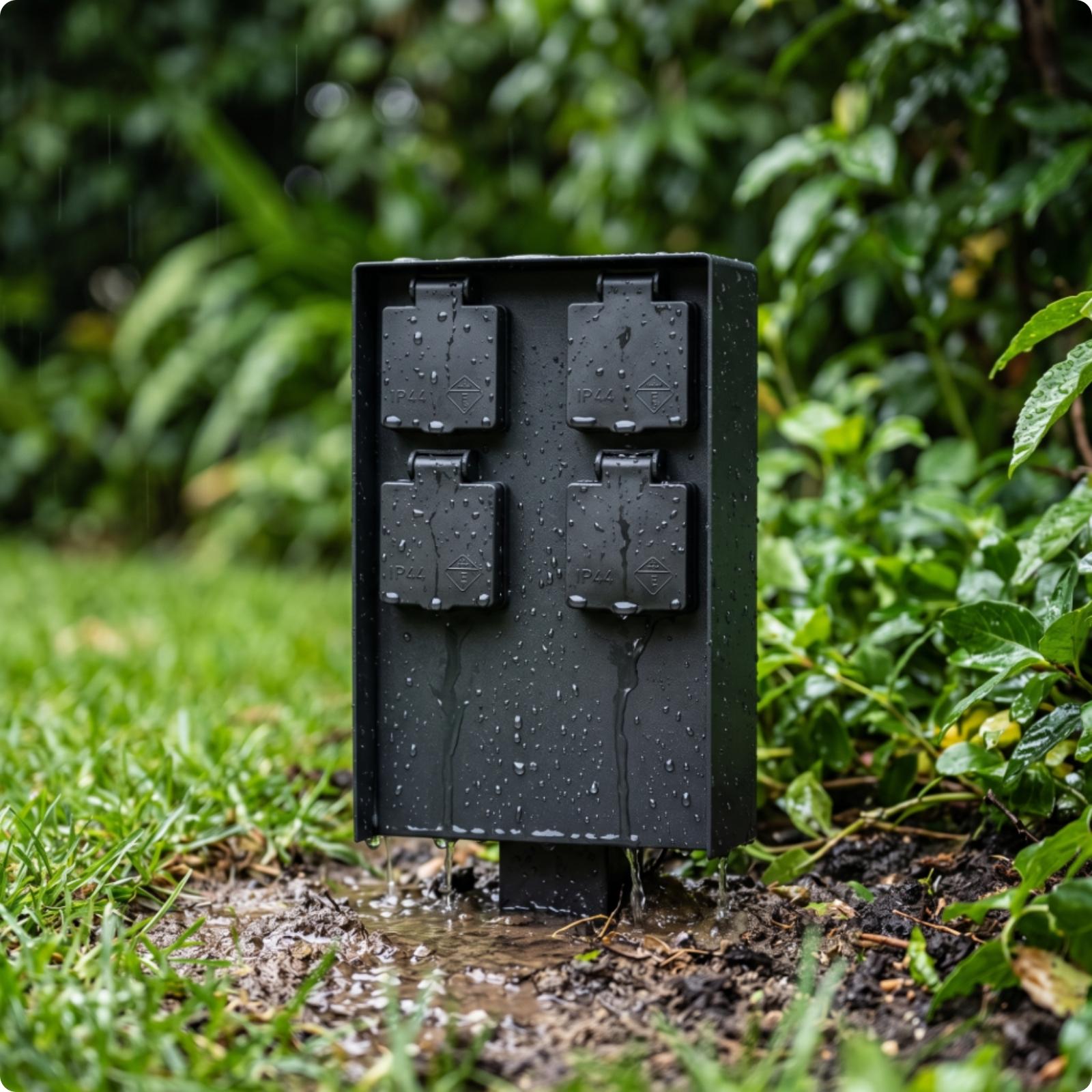ステンレス製屋外ソケット柱 防水4口電源ハブ ガーデンツール - Outdoor Power Hub のレビューと価格