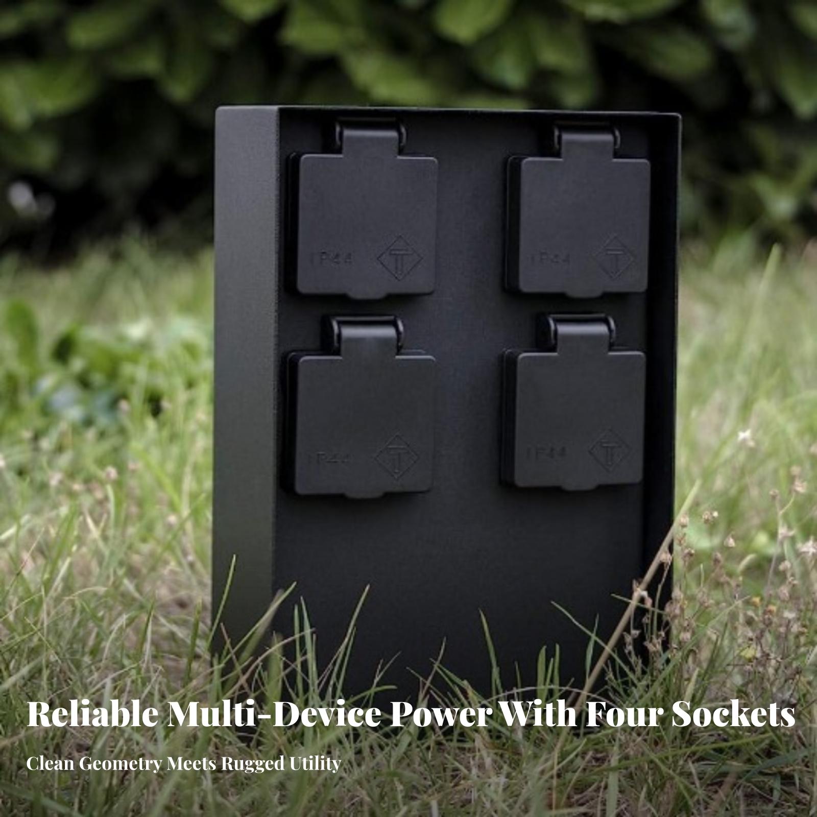 ステンレス製屋外ソケット柱 防水4口電源ハブ ガーデンツール - Outdoor Power Hub のレビューと価格