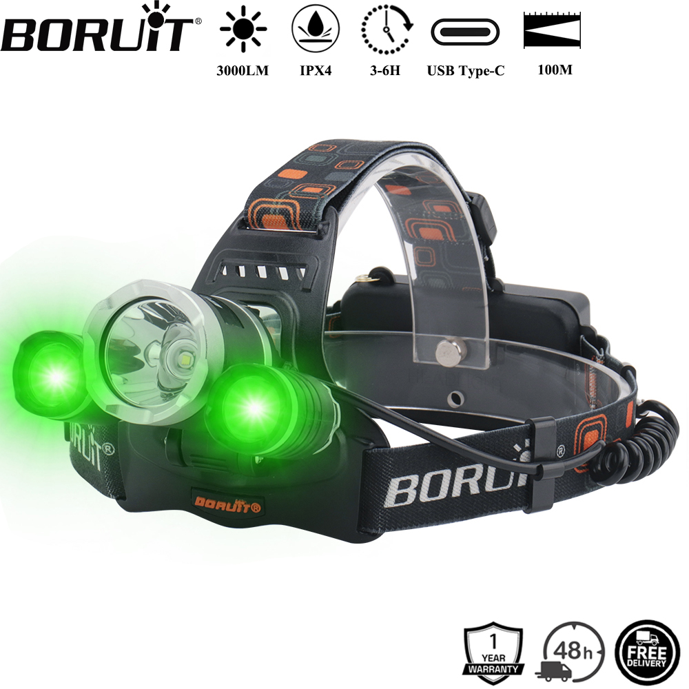 BORUiT RJ-3000 グリーンLEDヘッドランプ 3 - Outdoor Power Head のレビューと価格
