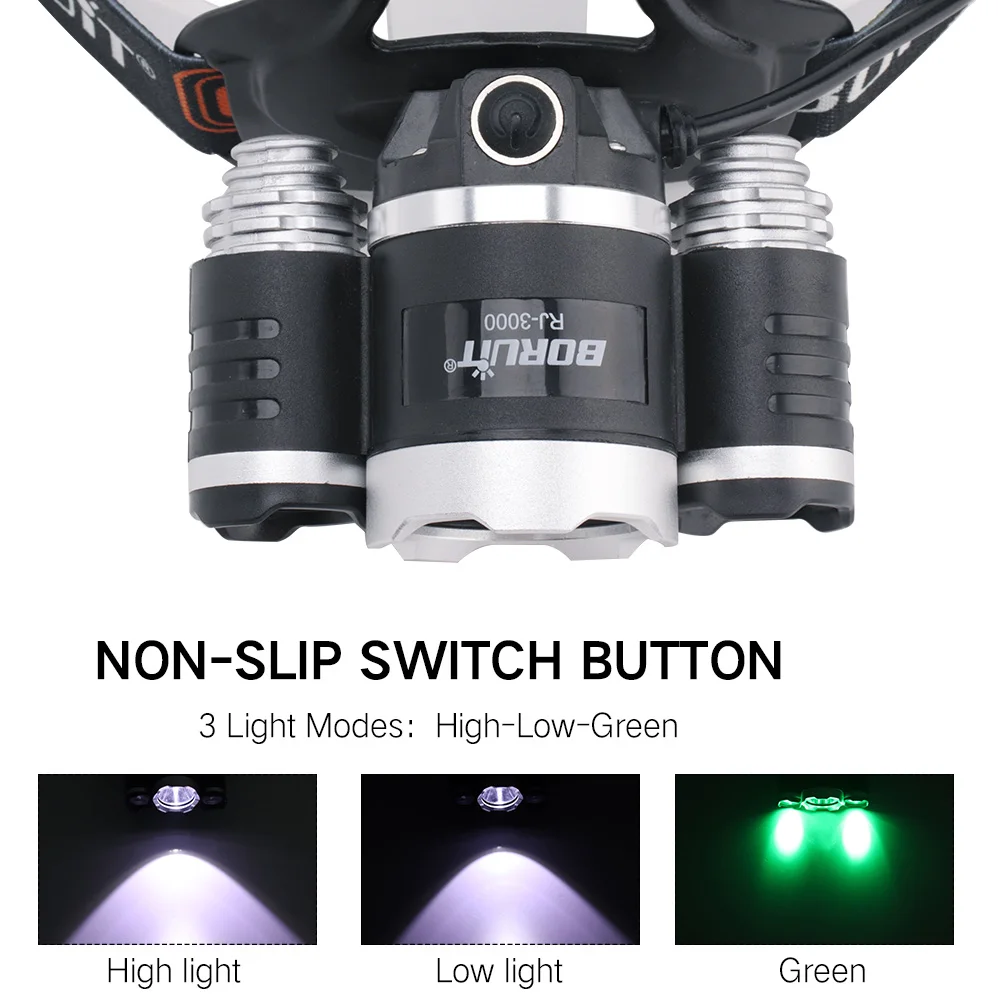 BORUiT RJ-3000 グリーンLEDヘッドランプ 3 - Outdoor Power Head のレビューと価格