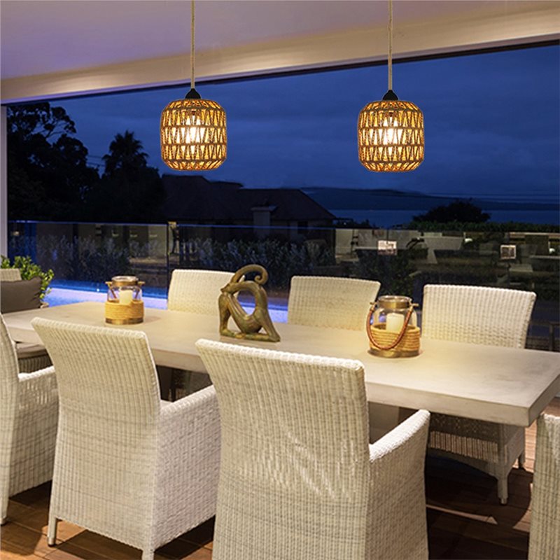A34R 屋外シャンデリア 電池式、籐製ペンダントライト ガ - Outdoor Power For Gazebo のレビューと価格