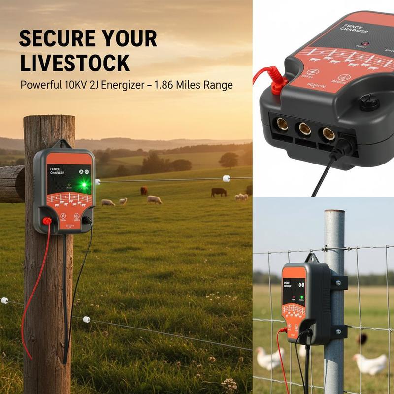 家畜用電気柵 10kV 2J 農場・牧草地用、LEDインジケ - Outdoor Power Plug のレビューと価格
